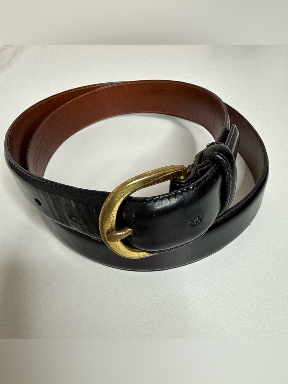 Vintage COACH 3921 Black Polished Cowhide Leather Belt Size 36/90 Unisex Brass